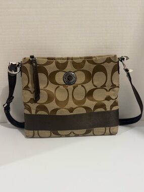 Coach Khaki and Brown Signature Crossbody Project Bag F19220